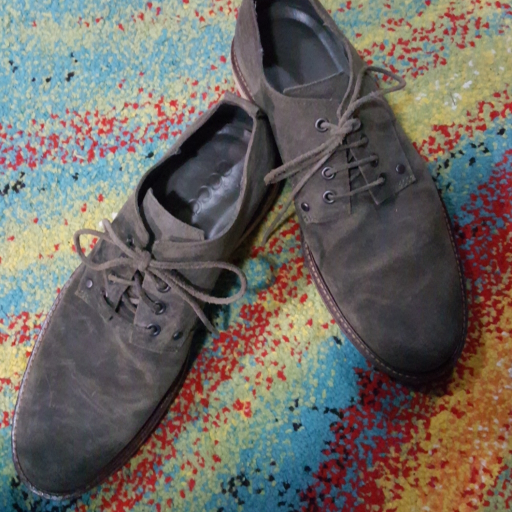 ECCO Men’s Suede Oxford Derby Shoes Gray Comfort Lace Up Size 10